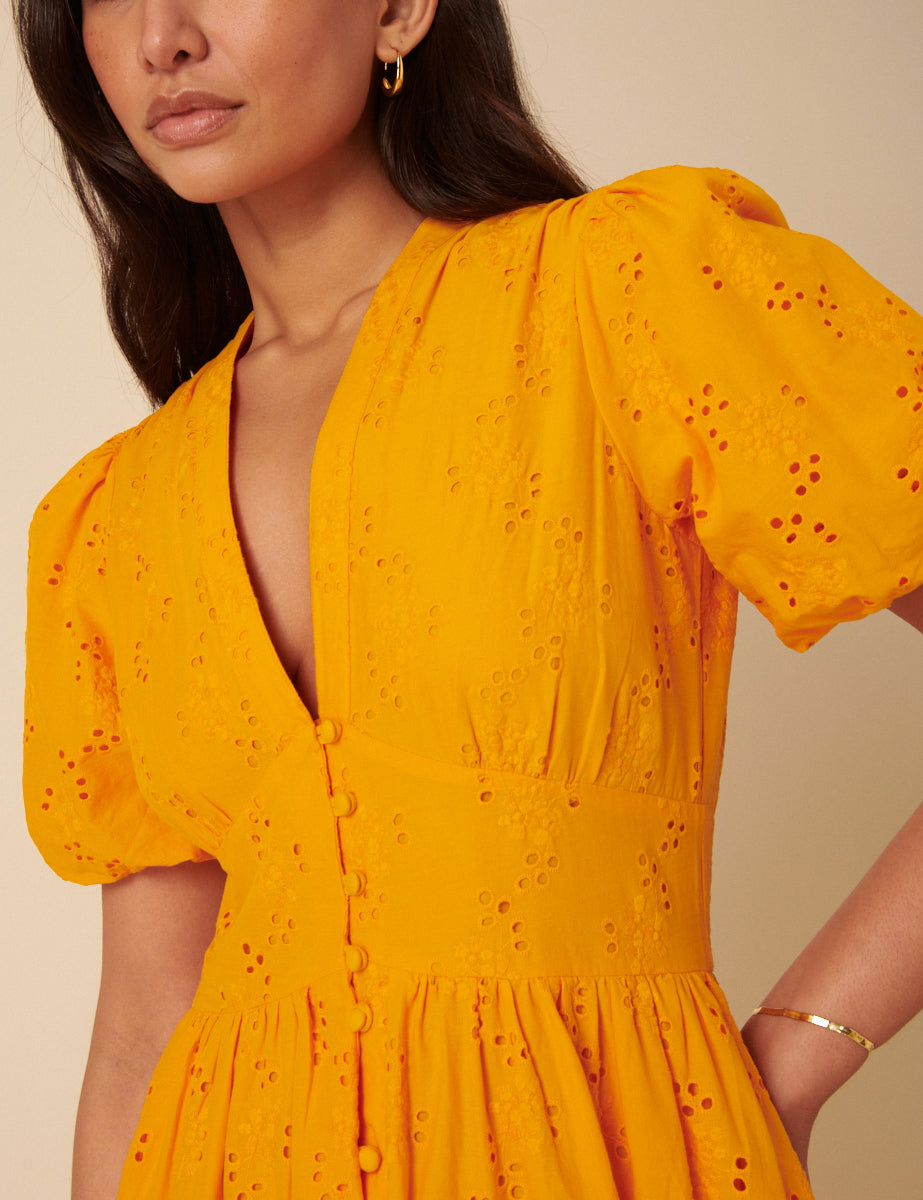 Secondary image ofOrange Broderie Anglaise Starlight Midi Dress